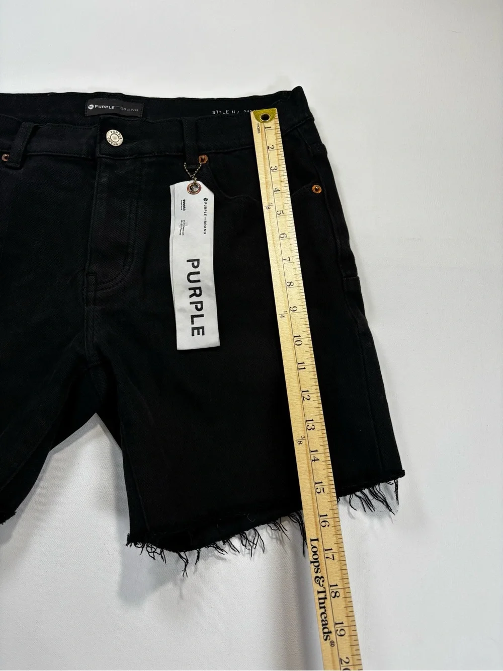 Purple Brand Black Denim Jean Shorts Men's Frayed Hem